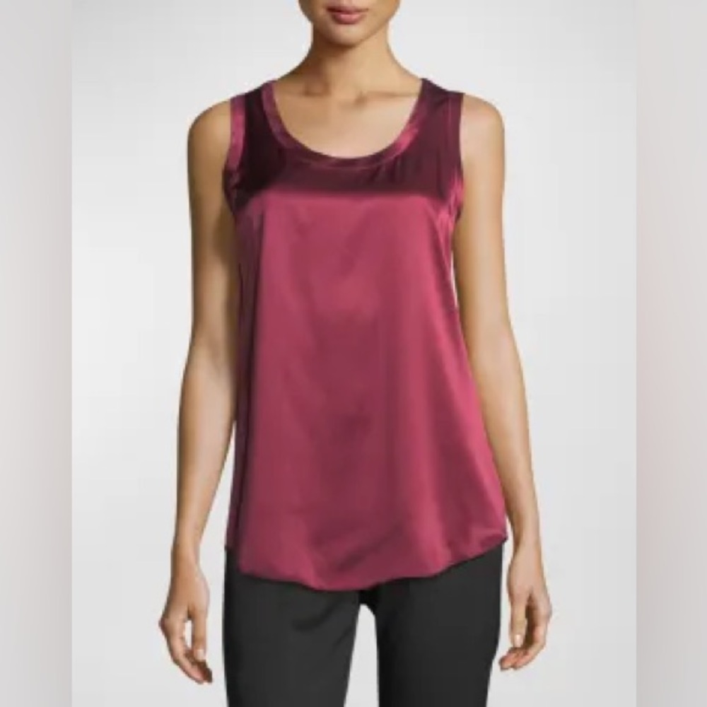 Lafayette 148 New York $498 Perla Luxe Reversible Silk Charmeuse Shell 💋